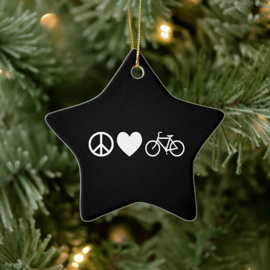 Peace Love en Bicycles Keramisch Ornament (Boom)