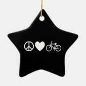 Peace Love en Bicycles Keramisch Ornament (Voorkant)