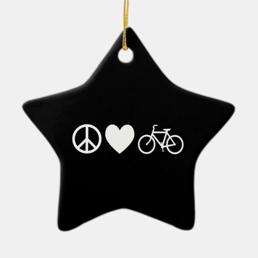 Peace Love en Bicycles Keramisch Ornament (Voorkant)