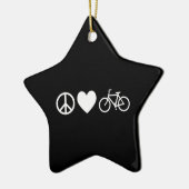 Peace Love en Bicycles Keramisch Ornament (Links)