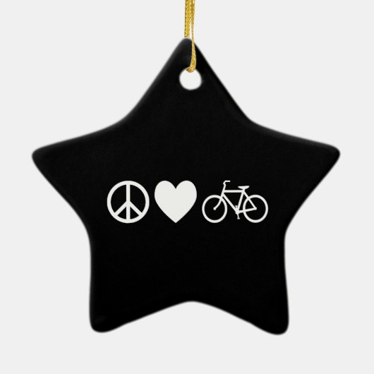 Peace Love en Bicycles Keramisch Ornament (Achterkant)