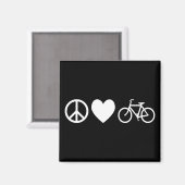 Peace Love en Bicycles Magneet (Voorkant / Achterkant)