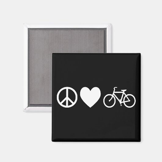 Peace Love en Bicycles Magneet (Voorkant / Achterkant)