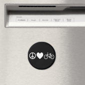 Peace Love en Bicycles Magneet (Insitu (Vaatwasser))