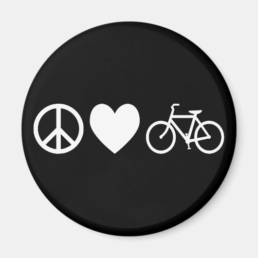 Peace Love en Bicycles Magneet (Voorkant)