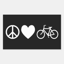 Peace Love en Bicycles Rechthoekige Sticker