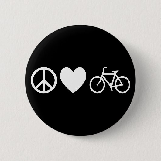 Peace Love en Bicycles Ronde Button 5,7 Cm (Voorkant)