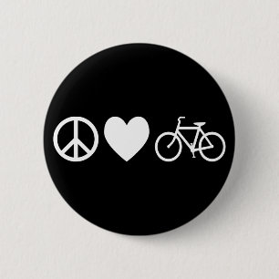 Peace Love en Bicycles Ronde Button 5,7 Cm