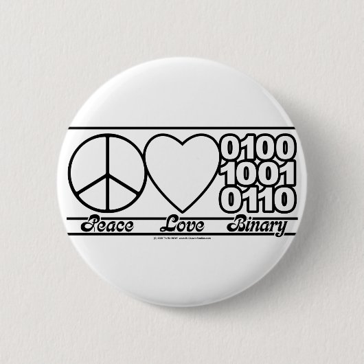 Peace Love en Binary Ronde Button 5,7 Cm (Voorkant)