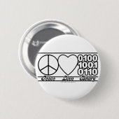 Peace Love en Binary Ronde Button 5,7 Cm (Voorkant /achterkant)