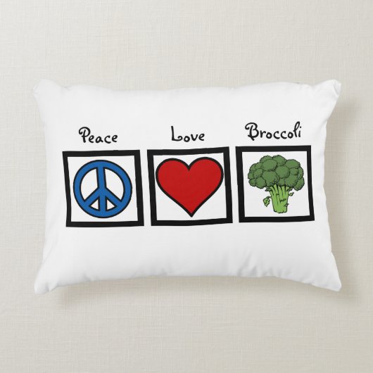 Peace Love en Broccoli Accent Kussen (Voorkant)