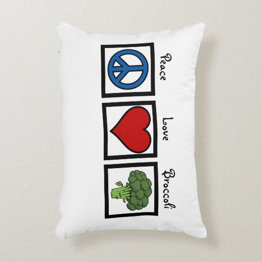 Peace Love en Broccoli Accent Kussen (Voorkant(Verticaal))