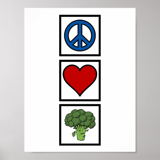 Peace Love en Broccoli Poster (Voorkant)