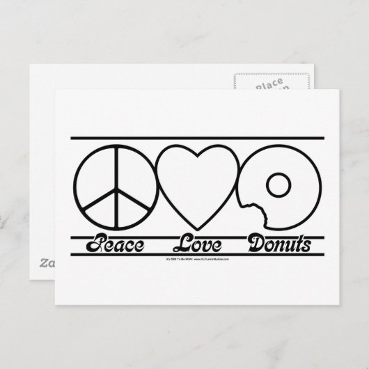 Peace Love en Donuts Briefkaart (Voorkant / Achterkant)