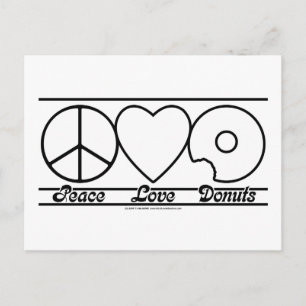 Peace Love en Donuts Briefkaart