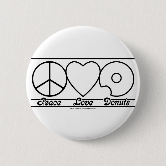 Peace Love en Donuts Ronde Button 5,7 Cm (Voorkant)
