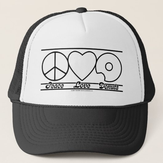 Peace Love en Donuts Trucker Pet (Voorkant)