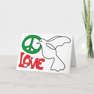 Peace, Love en Dove Blank Kaart