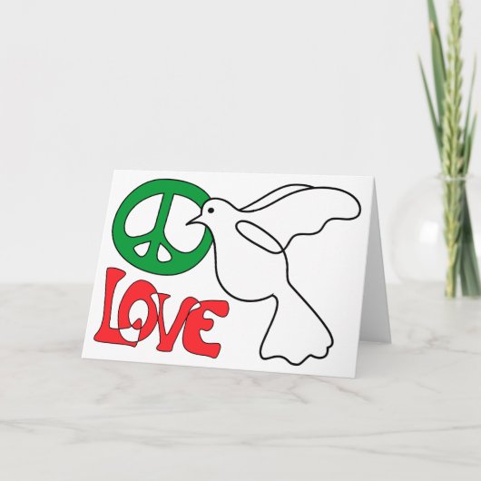 Peace, Love en Dove Blank Kaart (Voorkant)