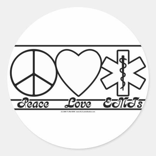 Peace Love en EMT's Ronde Sticker (Voorkant)
