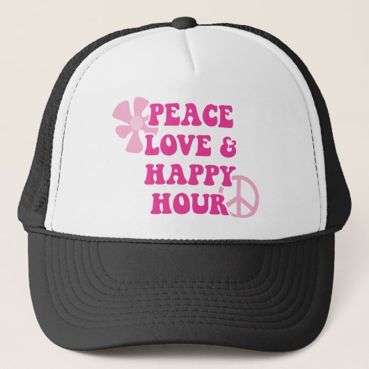 Peace Love en Happy Hour Trucker Pet (Voorkant)