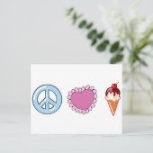 Peace Love en Ice Cream Briefkaart (Staand voorkant)