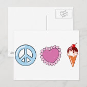 Peace Love en Ice Cream Briefkaart (Voorkant / Achterkant)