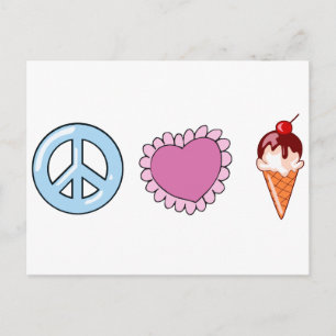 Peace Love en Ice Cream Briefkaart
