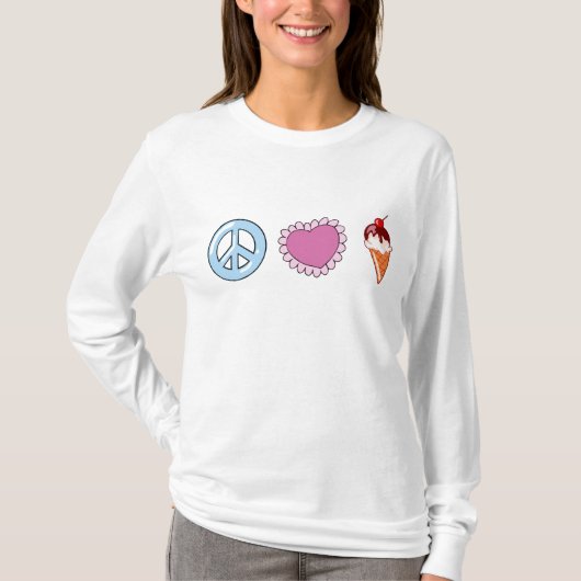 Peace Love en Ice Cream T-shirt (Voorkant)