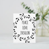 Peace Love en Insulin Briefkaart (Staand voorkant)