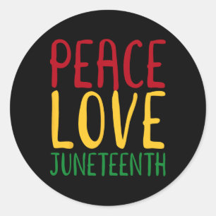 Peace Love en Juneteenth 19 juni Dag van de Vrijhe Ronde Sticker
