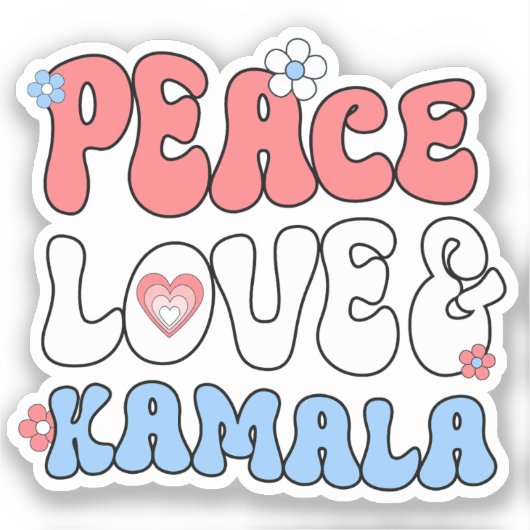 Peace Love en Kamala Harris 2024 Sticker (Voorkant)