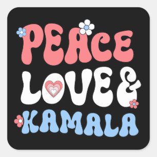 Peace Love en Kamala Harris 2024 Vierkante Sticker