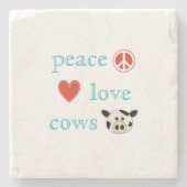 Peace Love en Koeien Stenen Onderzetter (Voorkant)