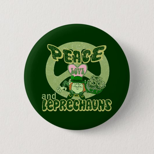Peace Love en Leprechauns Ronde Button 5,7 Cm (Voorkant)
