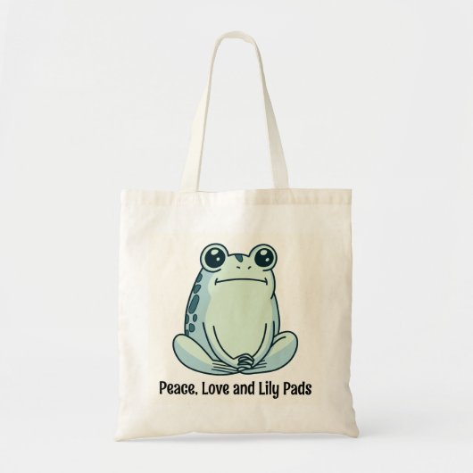 Peace Love en Lily Pads Zen Frog Tote Bag (Voorkant)