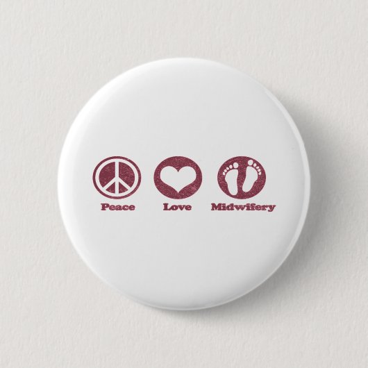 Peace Love en Midwifery Ronde Button 5,7 Cm (Voorkant)