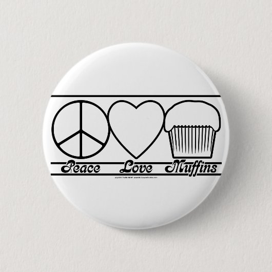 Peace Love en Muffins Ronde Button 5,7 Cm (Voorkant)