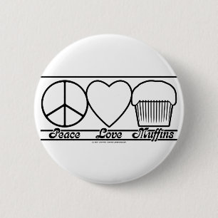 Peace Love en Muffins Ronde Button 5,7 Cm