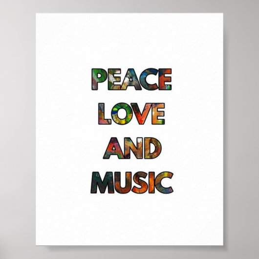 Peace Love en Music Quote Poster (Voorkant)