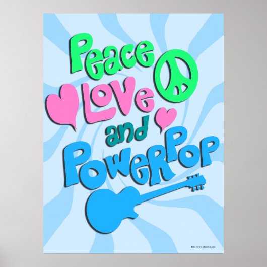 Peace Love en Powerpop Fun Music Theme Poster (Voorkant)