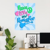 Peace Love en Powerpop Fun Music Theme Poster (Thuiskantoor)