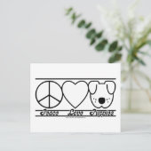 Peace Love en Puppies Briefkaart (Staand voorkant)