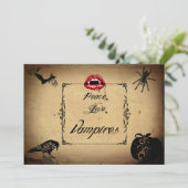 Peace, Love en Vampires Halloween Party Kaart (Staand voorkant)