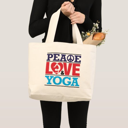 Peace, Love en Yoga Bag Grote Tote Bag (Voorkant (product))