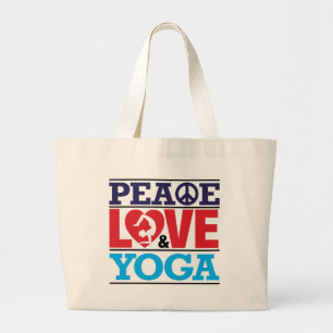 Peace, Love en Yoga Bag Grote Tote Bag