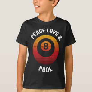Peace Love en zwembad biljart 8 LL biljart T-shirt