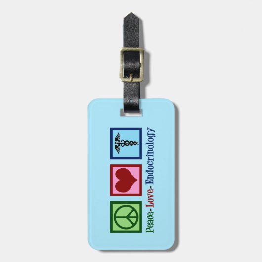 Peace Love Endocrinology Bagagelabel (Voorkant verticaal)