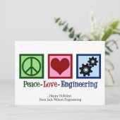 Peace Love Engineering Company Custom Christmas Feestdagenkaart (Staand voorkant)