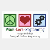 Peace Love Engineering Company Custom Christmas Rechthoekige Sticker (Voorkant)